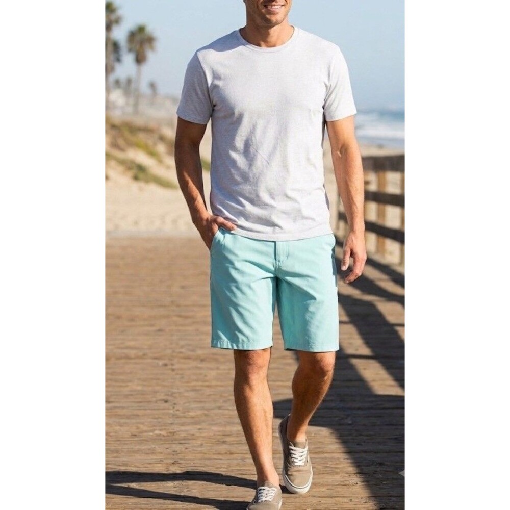 Volcom Mens Frickin Stretch Chino Shorts 32 Aqua Mint Turquoise Board Walking